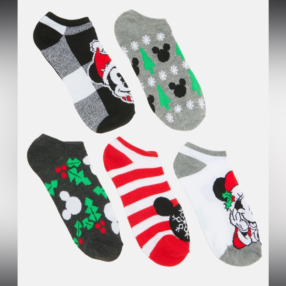 Disney Classic 5-pack No Show Socks Shoe Size 4-10